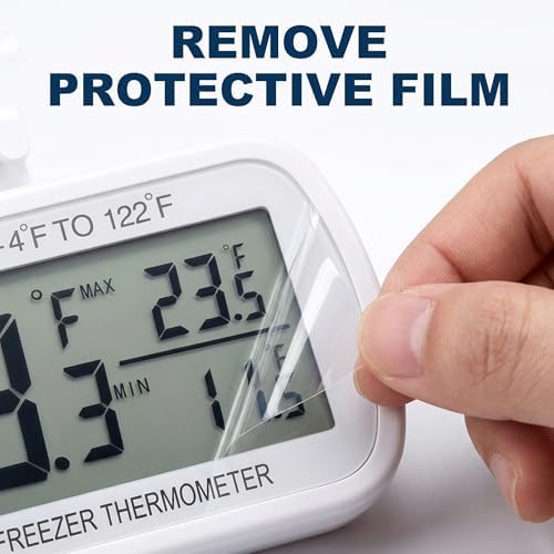 Waterproof Refrigerator Fridge Thermometer, Digital Freezer Room Thermometer, Max/Min Record Function Large LCD Screen and Magnetic Back for Kitchen, Home, Restaurants (2 Pack)