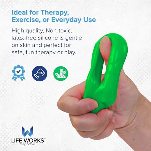 LIFE WORKS Adult Hand Therapy Putty, Grip Exercise, 4-Pack, Silicone