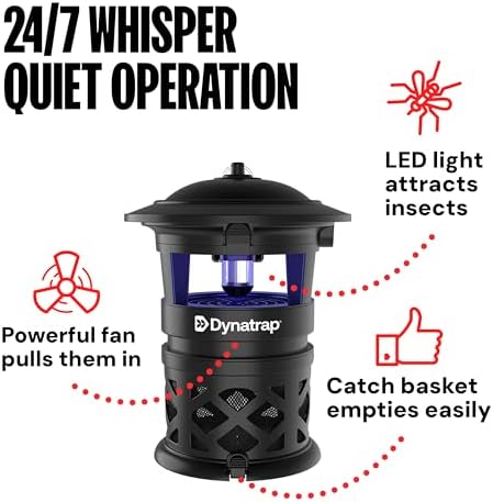 Dynatrap DT2030SR Fly Traps Outdoor - Mosquito & Flying Insect Killer for 1 Acre – Kills Mosquitoes, Flies, Gnats, Wasps - Bug Zapper Alternative - Black