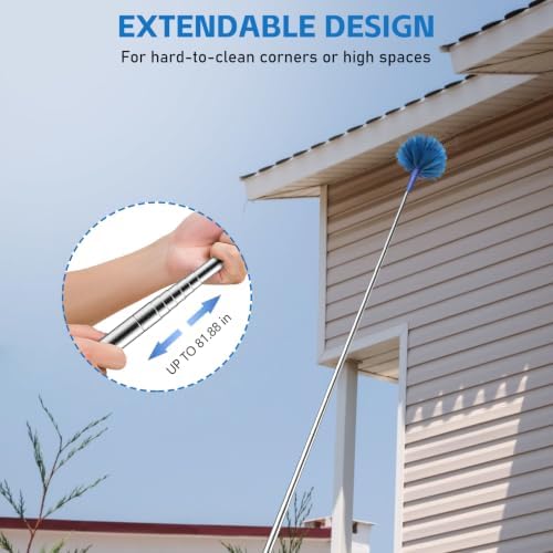SetSail Cobweb Duster with Extension Pole, for Cobweb Cleaning,Blue