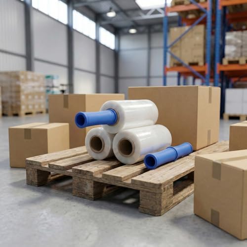 4 Pack Stretch Wrap for Moving, 5 Inch x 1000ft 80 Gauge, Heavy Duty Clear Plastic Wrap with Handles, Packing, Shipping, Pallet & Furniture Protection