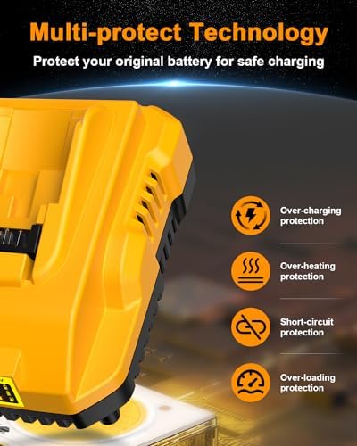 DCB112 Charger Replacement for Dewalt Battery Charger Compatible with Dewalt 12V 20V Max Battery DCB201 DCB204 DCB205 DCB206 DCB120 DCB127 DCB112 DCB115 DCB118 DCB107 DCB105 DCB102 (Yellow)
