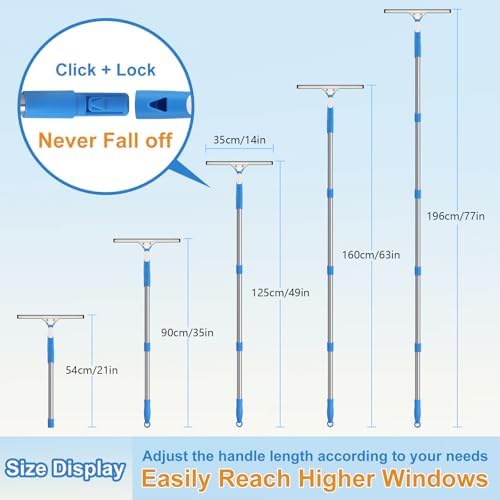 Mitclear 77'' Long Squeegee Window Cleaner Tool for Indoor Outdoor Windows