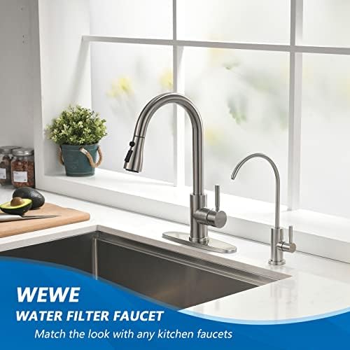 WEWE Drinking Water Faucet for RO System and Bar Sink, Brushed Nickel