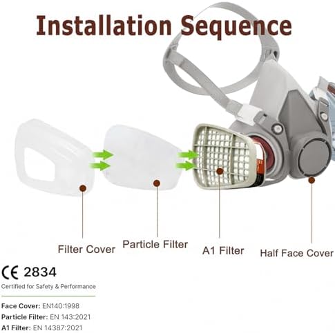 Reusable Half Face Cover Set, Half Face Respirаtor, Personal Protective Equipment Filter for Painting, Decorating Carpentry, Welding, Metal Cutting, Same Scene as 6000 6200 7000 FF-400 (Medium)