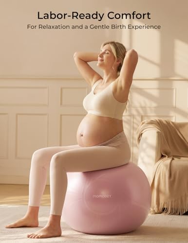 Momcozy BirthEase Pregnancy Ball Set, Birthing Yoga Ball with App Courses