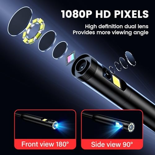 Endoscope Camera with Light: 5" 1080P HD Dual-Lens Inspection Borescope Camera for Sewer - 16.4ft Waterproof Industrial Endoscope - Flexible Snake BoreScope for Plumbing Automotive - Gift Tool for Men