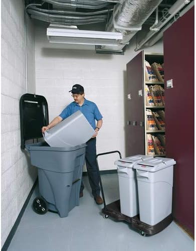 Rubbermaid Commercial Products BRUTE Rollout Plastic Trash/Garbage Can/Bin with Wheels 65 Gal for Restaurants/Hospitals/Offices/Back of House/Warehouses/Home