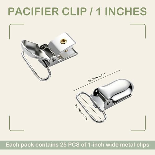 25 PCS 1" Suspender Clips Metal Pacifier Clip Holder