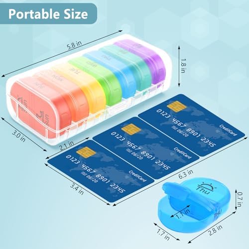 Serfeymi Weekly Pill Organizer 2 Times a Day AM PM Travel Pill Box 7 Day
