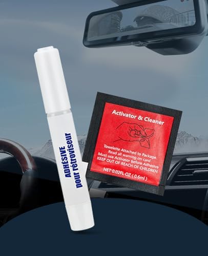 Visbella Rearview Mirror Adhesive Repair Kit Rear View Mirror Glue for Windshield Excellent Bonding for Glass & Metal