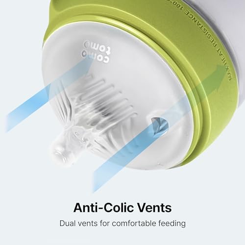 Comotomo Silicone Baby Bottle Gen 2 – 2026 Release (5oz) – True Slow-Flow Nipple for Newborn Feeding (0-3 Months) with Dual Anti Colic Vents for Breast to Bottle Transition, Green (Double Pack)