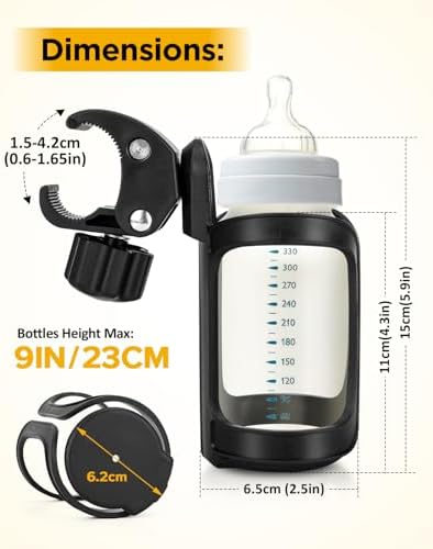 BUNDLEPRO Stroller Cup Holder, Universal Bike Cup Holder, 2 Pack, Black