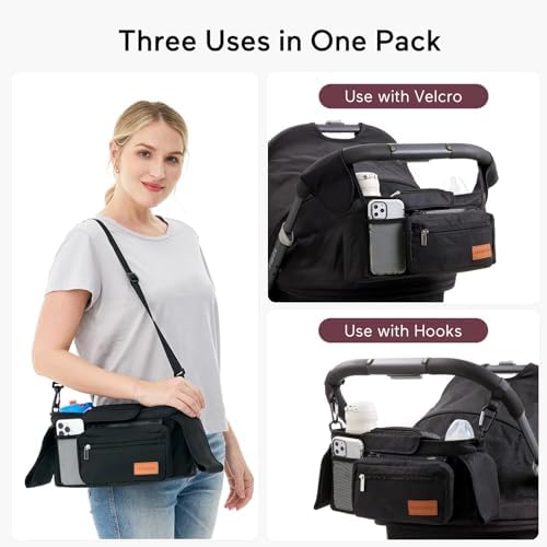 Momcozy Universal Stroller Organizer with Insulated Cup Holder