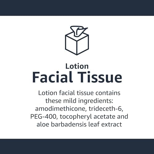 Amazon Basics Facial Tissues with Lotion, 2-Ply, 1350 Count (18 Packs of 75), Cube Box, (Packaging May Vary)