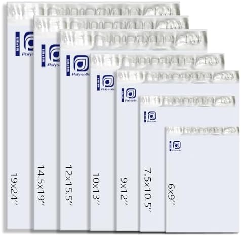POLYSELLS 100 pcs 10x13 Inches White x Silver Poly Mailers Shipping Envelopes, Strong Adhesive Sealing, Waterproof, and Tear-resistant Postal Mailing Bags for Clothing, Books, and Accessories