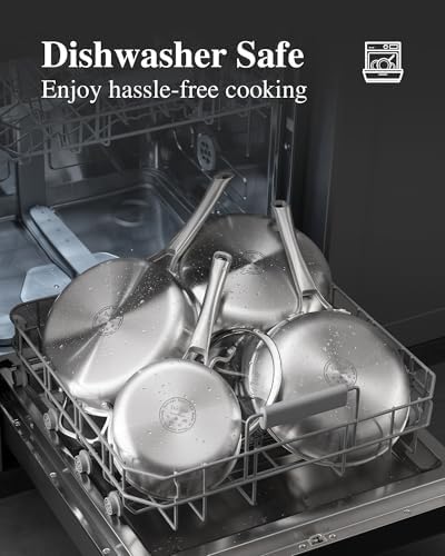 VocVoi Stainless Steel Pan, 12 Inch with Lid Stainless Steel Frying Pan