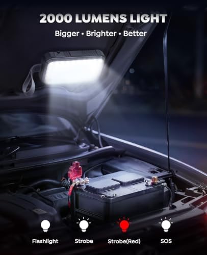 TREKURE Car Battery Jumper Starter Portable 5000A, Portable Car Jump Starter up to 10L Gas or 8L Diesel Engine, Jump Box, Jumper Cables for Car Battery, Magnetic Build, 2000LM Flashlight, Power Bank