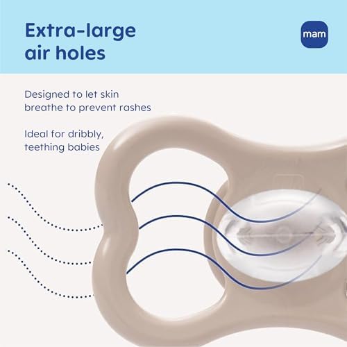 MAM Air Pacifier 6-16 Months, Extra Air Flow for Sensitive Skin, 4 Pack