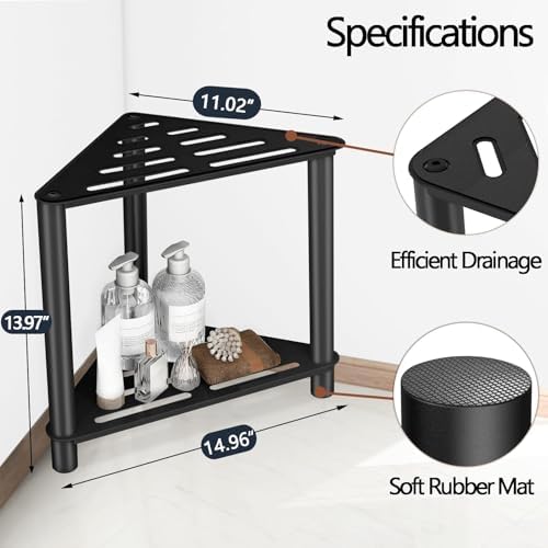 VOTZAAQ Shower Foot Rest, Shower Stool for Inside Shower, Stainless Steel Waterproof Shower Stool for Shaving Legs - Corner Bathroom Bench Seat with Storage Shelf for Small Shower Spaces