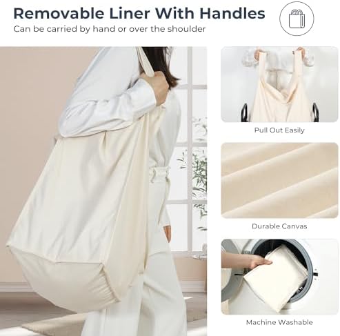 STO STO Laundry Hamper 2 Section, 100L Rolling Laundry Sorter Cart with Removable and Washable Liner Bag, Clothes Hamper with Wheels and Metal Handle for Laundry Room and Bedroom