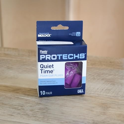 Flents Protechs Quiet Time Foam Ear Plugs, NRR 33, 10 Pair, Purple