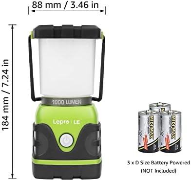 Lepro 1000LM Battery Powered LED Camping Lantern with 4 Light Modes, Green