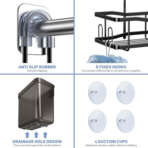 Hanging Shower Caddy Over Shower Head - No Drill Rustproof Shower Rack