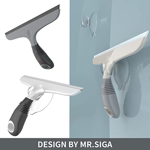 MR.SIGA Silicone Squeegee for Shower Doors, 25 cm/10 inch, White & Gray