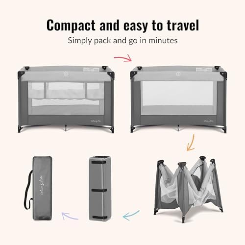 Dream On Me Zazzy Portable Baby Playard with Bassinet, Travel Carry Bag