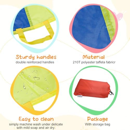 Sonyabecca Parachute, Kids Play Parachute 12ft with 12 Handles for Cooperation Group Game, Suitable for School, Outdoor, Summer Camp (12 Feet)