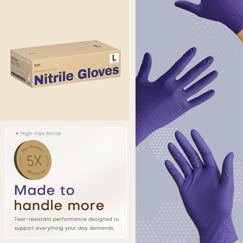 SUP Powder-Free Nitrile Exam Gloves, 100/1000 Ct Food Safe Latex-Free Medical Cooking Cleaning Disposable Glove, Blue Violet
