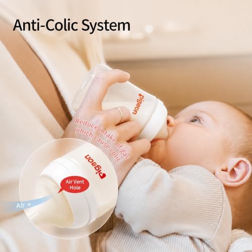 Pigeon PP Wide Neck Anti-Colic Nursing Bottle, 8.1 oz, 4-Pack