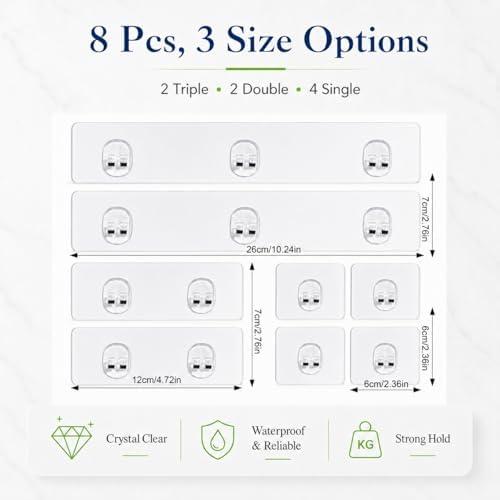 8 Pcs Adhesive Shower Caddy Replacement, Strong No Drill Adhesive Hooks