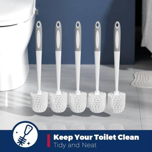 Holaloha Toilet Bowl Brush for Replacement, 5 Pack, White