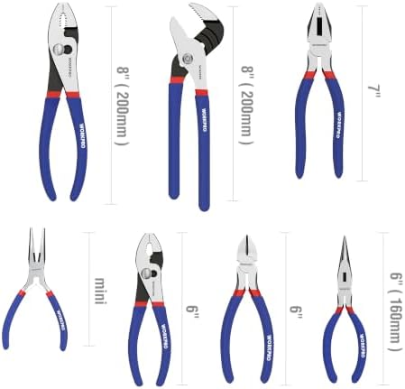 WORKPRO 7-Piece Pliers Set, Pliers Tool Set with Comfort Grip, Blue