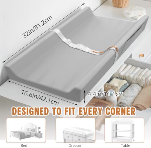 Vegan Leather Baby Changing Pad Waterproof & Wipeable with Pockets