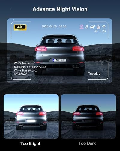 FAIMEE 4K Dash Cam Front and Rear, Night Vision, WDR, Free Card Included
