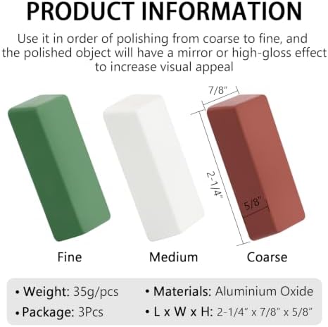 SCOTTCHEN Mini Buffing Polishing Cutting Compounds 4 Oz. Kit - Green Fine/White Medium/Red Coarse - 3 Pack