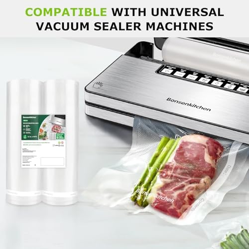 Bonsenkitchen Vacuum Sealer Bags, 2 Rolls 11" x 50', for Food Storage Saver