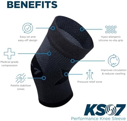 OrthoSleeve Compression Knee Brace, Knee Sleeve for ACL, MCL, Injury Recovery, Meniscus Tear, Pain, Aching Knees, Patellar Tendonitis & Arthritis Pain