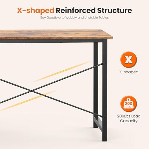 Sweetcrispy 40-Inch Computer Desk with Drawers, Office Desk, Brown