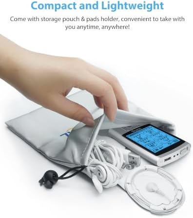 NURSAL 24 Modes TENS Unit Muscle Stimulator for Pain Relief, Rechargeable Electronic Pulse Massager, 8 Pcs Pads, Drug-Free Pain Relief for Shoulder, Back, Muscle, ABS Pads Holder