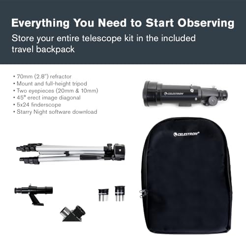 Celestron Travel Scope 70mm Beginner Portable Telescope with Backpack