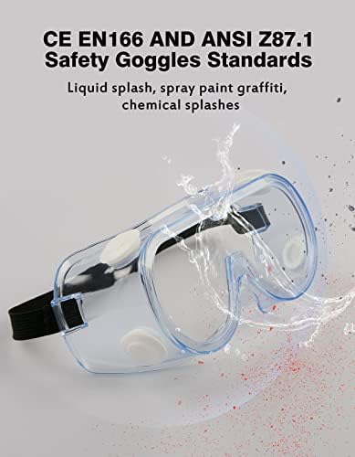 MELASA Safety Goggles ANSI Z87.1 Anti-Fog Protective Lab Goggles Chemistry