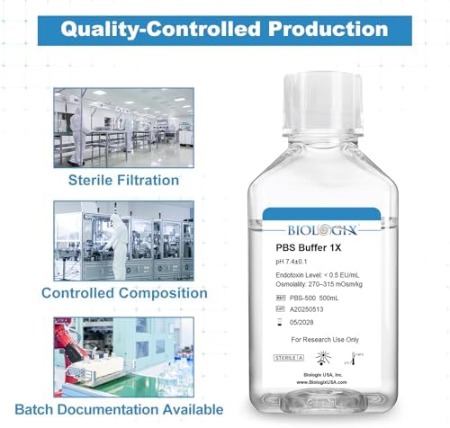 PBS Buffer 1X, Phosphate Buffered Saline Solution, 500mL