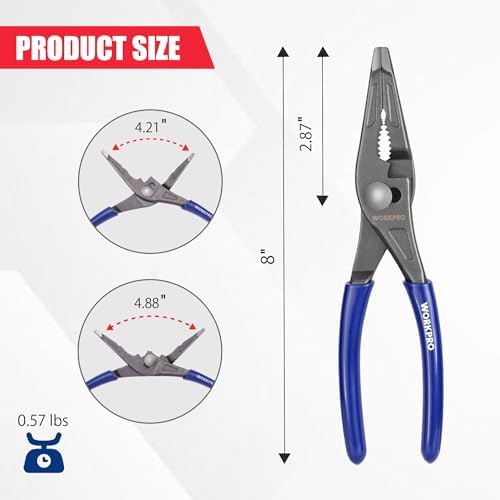 WORKPRO 8-Inch Long Nose Slip Joint Pliers, CR-V Steel Needle Nose Pliers