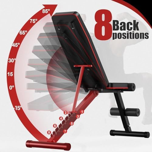Yagud Weight Bench Press, Adjustable Workout Bench, Foldable Strength Bench