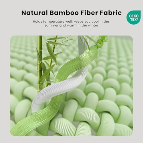 HOMRELEXA Bamboo Mattress Topper Twin XL Size 3 Inch, Cooling Gel & Bamboo Charcoal Memory Foam Mattress Topper for Back Pain Relief, Firm Dual-Layer Foam Bed Pad with Removable Cover College Dorm