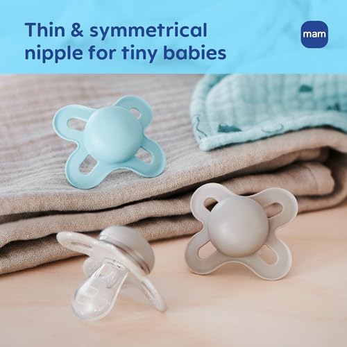 MAM Original Start Baby Pacifiers 0-3 Mths Skin Soft Silicone, 2 Pack